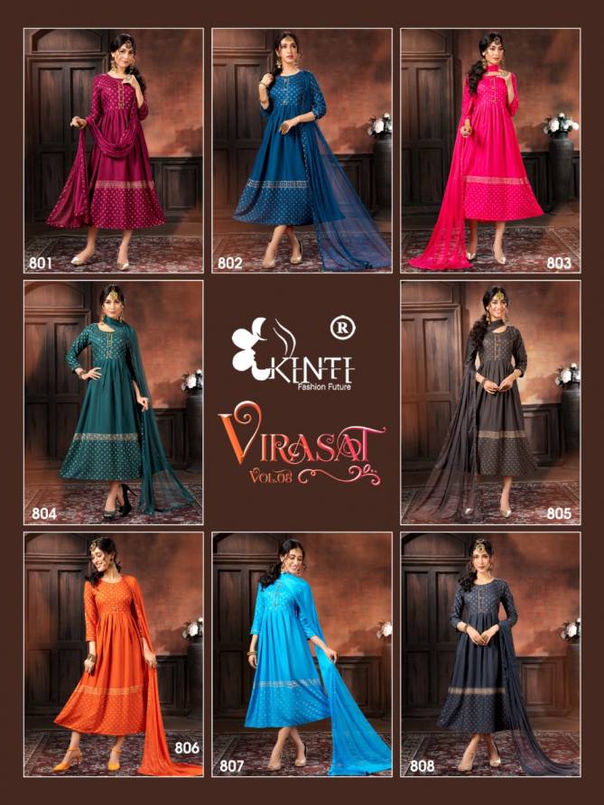 Kinti Virasat 8 New Latest Festive Wear Rayon Kurti With Dupatta Collection